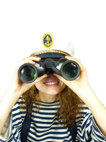 stock image Captain looks in the field-glass