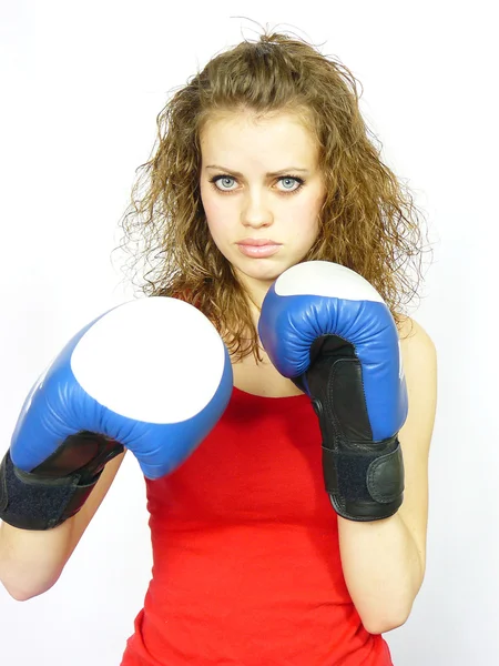 Sportswoman in boxing gloves — Stock Photo, Image