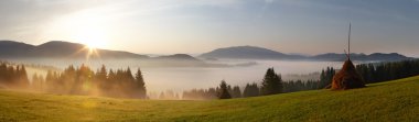 Sunrise, Carpathians mountains, clipart