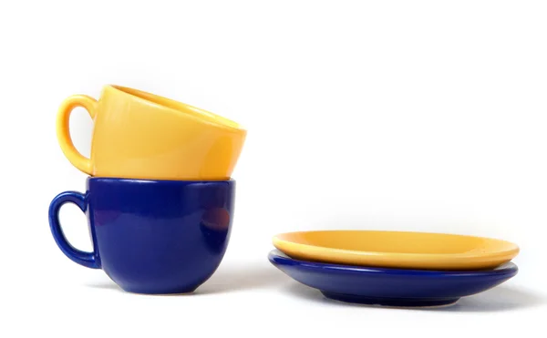 stock image Blue and yellow cups