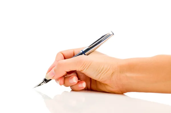 Στυλό στο χέρι απομονωθεί — Φωτογραφία Αρχείου