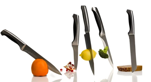 Snijden groenten en fruit — Stockfoto