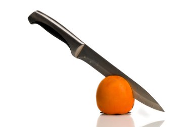 Cutting persimmon isolated clipart