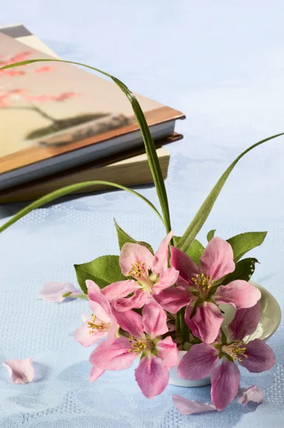 Libros y bodegones de flores — Foto de Stock