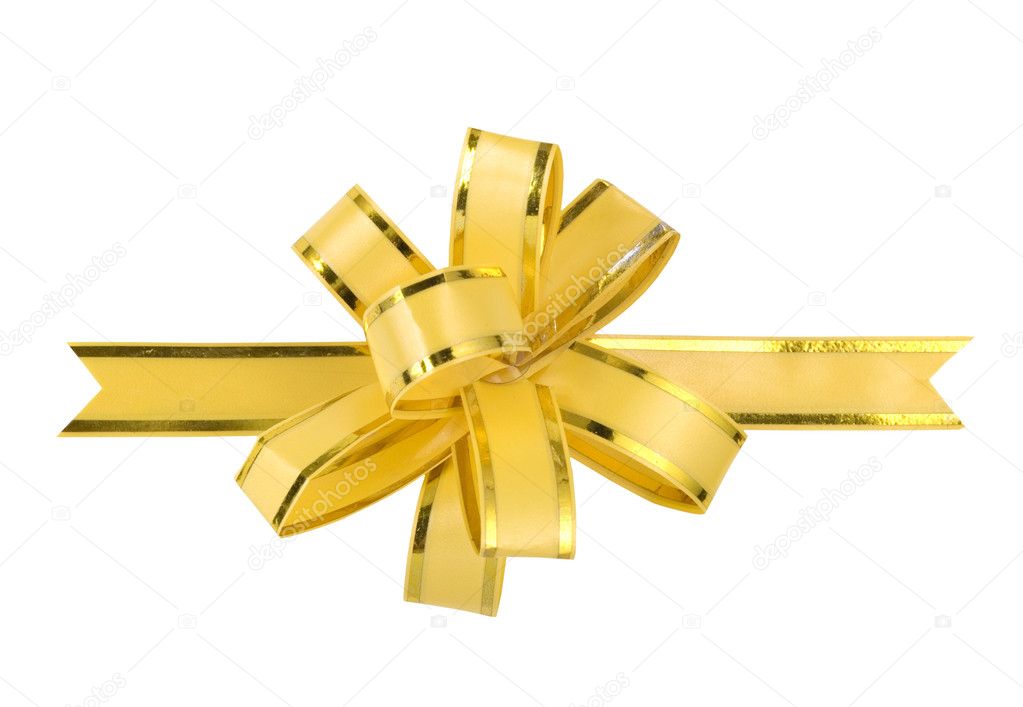 Yellow christmas gift ribbon and bow — Stock Photo © vkph64 1735758
