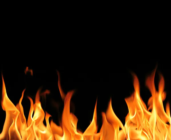 Tűz lángok fekete háttér Jogdíjmentes Stock Képek