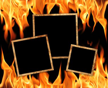 Old frames with fire flames clipart