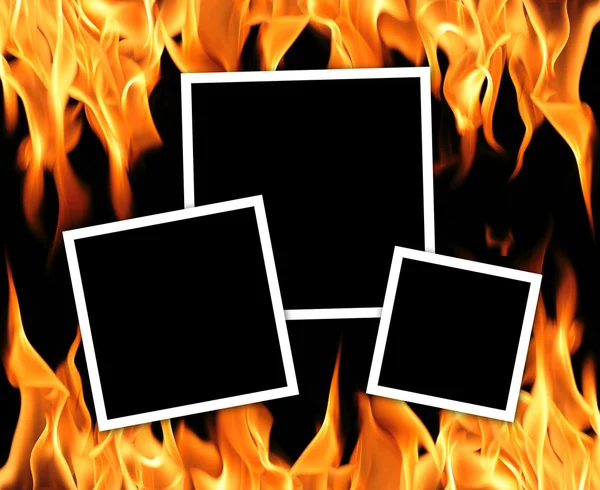 Old frames with fire flames — Stock Photo, Image
