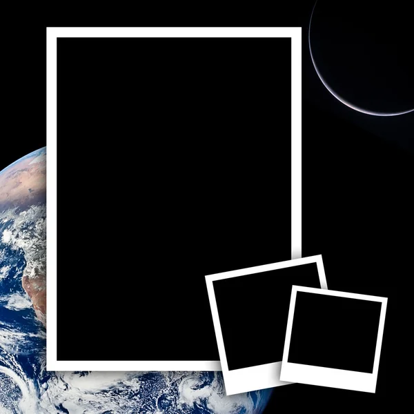 Empty photos with earth from space — Stock Photo, Image