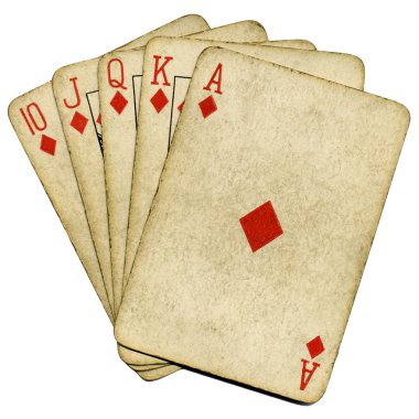 Royal flush old poker cards isolated. clipart