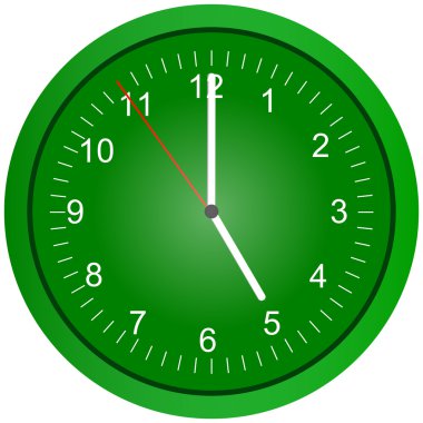 Green wall clock illustration. clipart