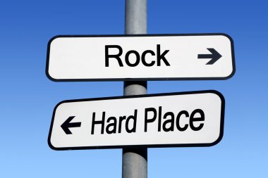 Between a rock and a hard place. clipart
