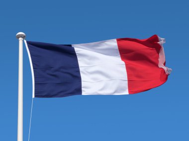 French flag blowing in the wind. clipart