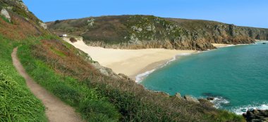 panoramik manzaralı porthcurno.