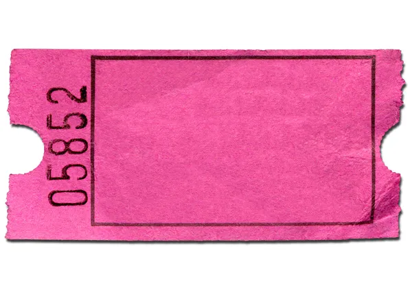 Bilhete de admissão em branco rosa isolado — Fotografia de Stock