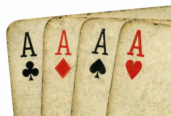 4 vintage aces poker kartları. — Stok fotoğraf