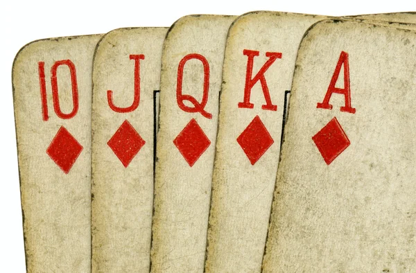 Royal flush velhos cartões de poker vintage . — Fotografia de Stock