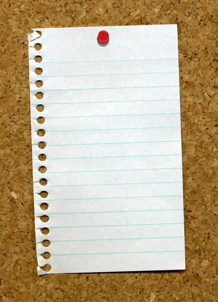 Page stuck to a cork board. — Stock Photo, Image
