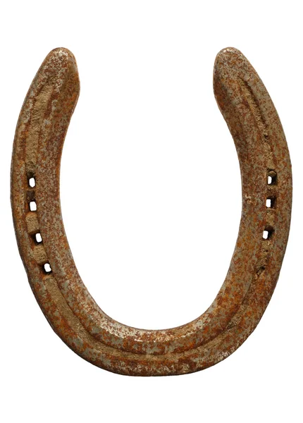Gamla rostiga lucky horseshoe isolerade. — Stockfoto