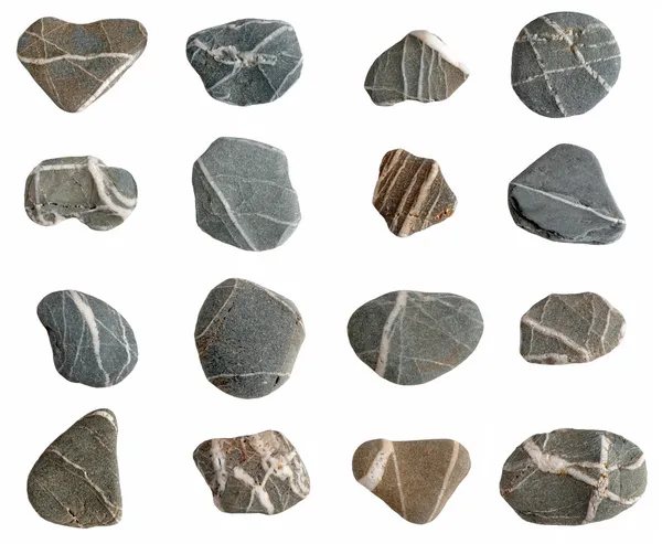 Beach pebbles collection isolated. — Stock Photo, Image