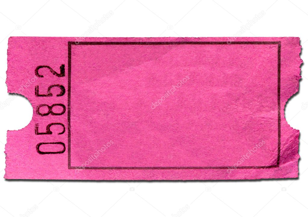 Pink blank admission ticket isolated