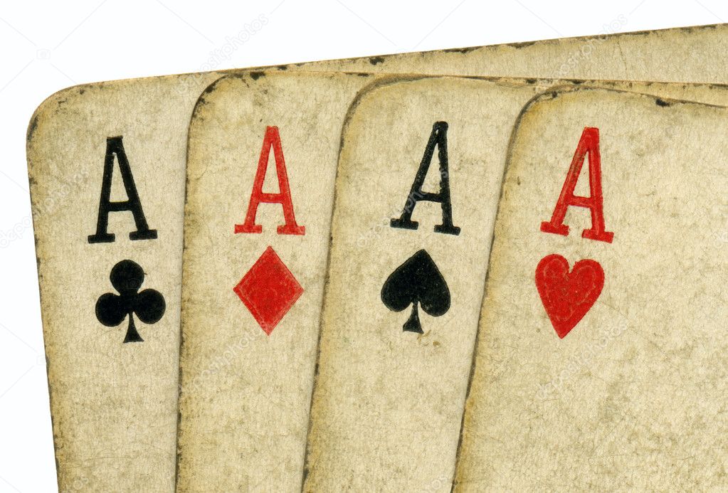 4 vintage aces poker cards.