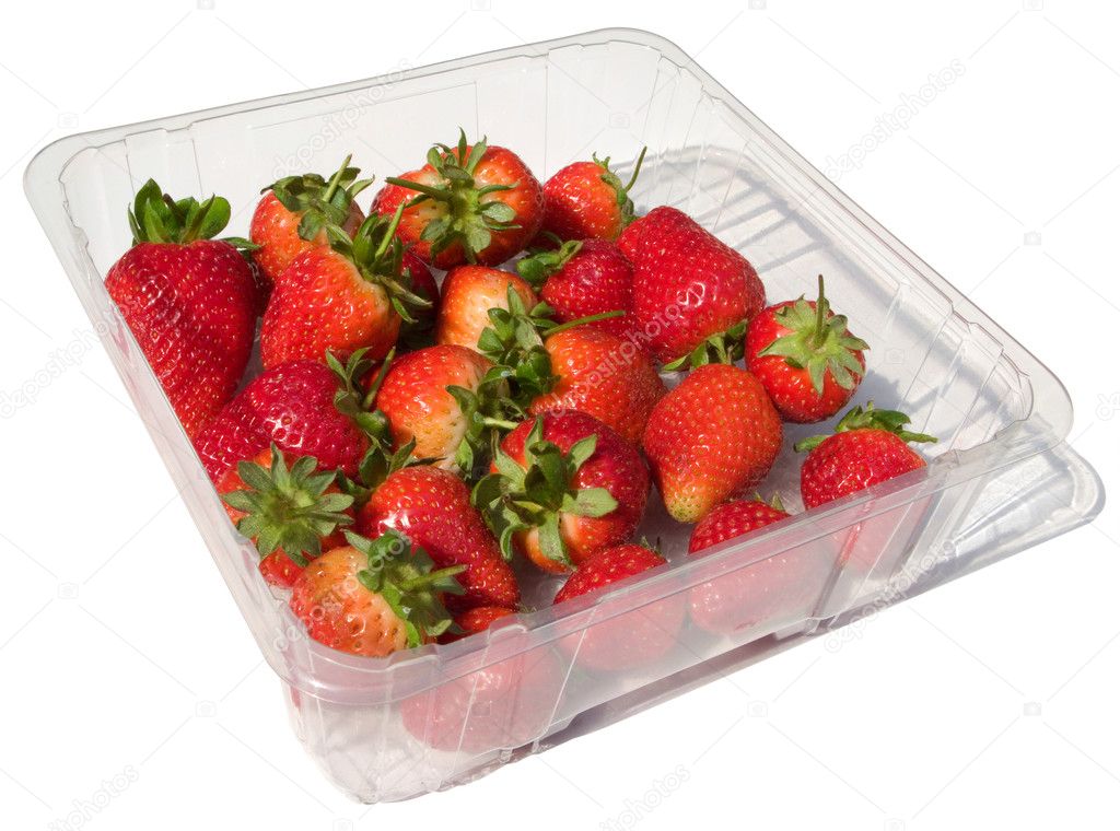 A punnet of fresh strawberries.