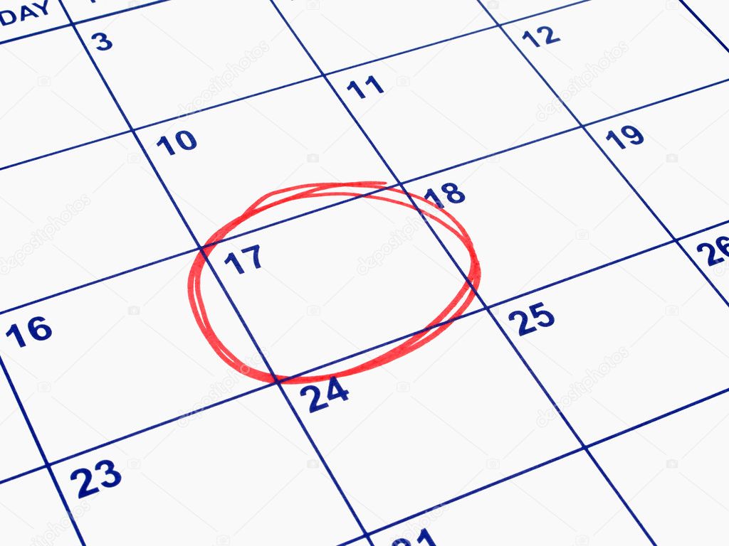 A date circled on a calendar.