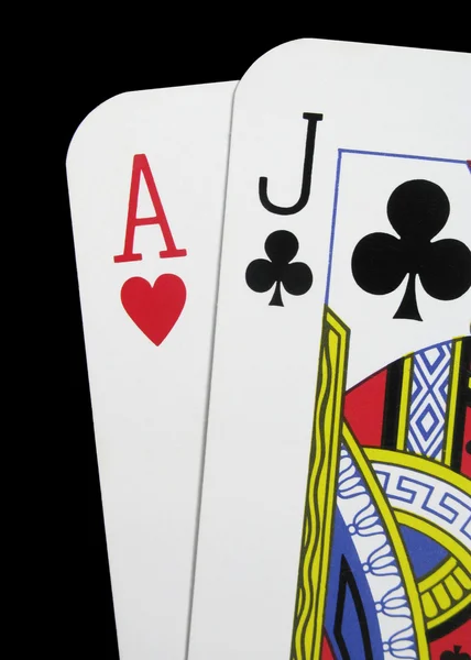 Close up blackjack playing cards — Stock Photo, Image