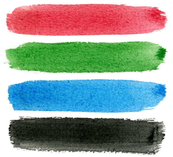 Red green blue black watercolor paint. — Stock Photo, Image