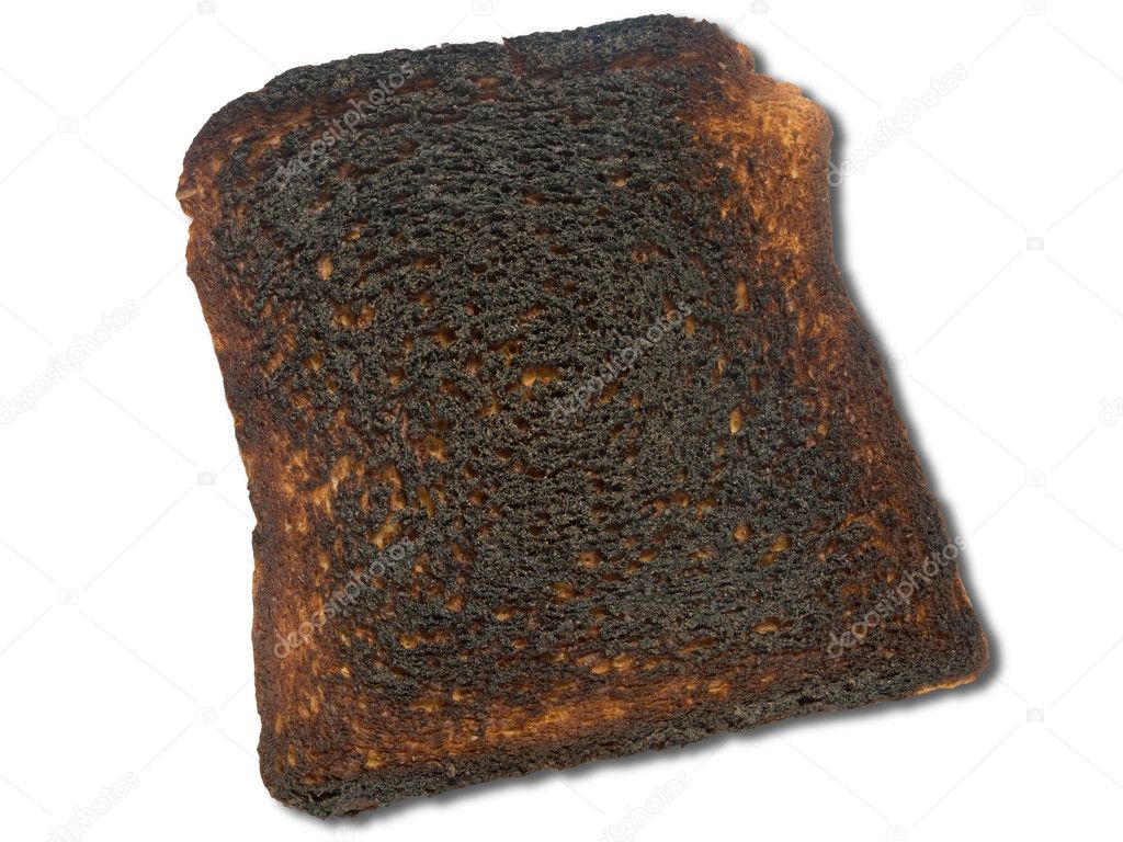 Burnt toast isolated.