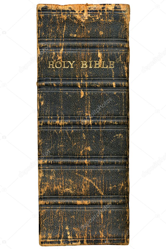 1868 Victorian bible spine isolated.