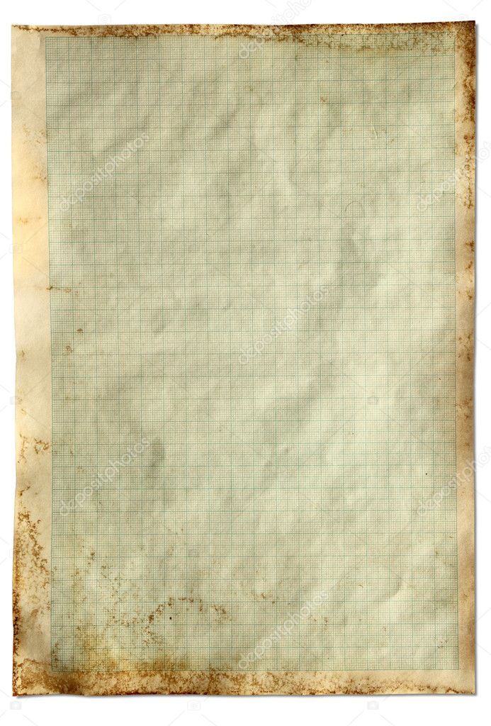 Old vintage stained graph paper.