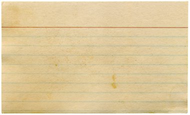 Dirty old blank index card isolated.