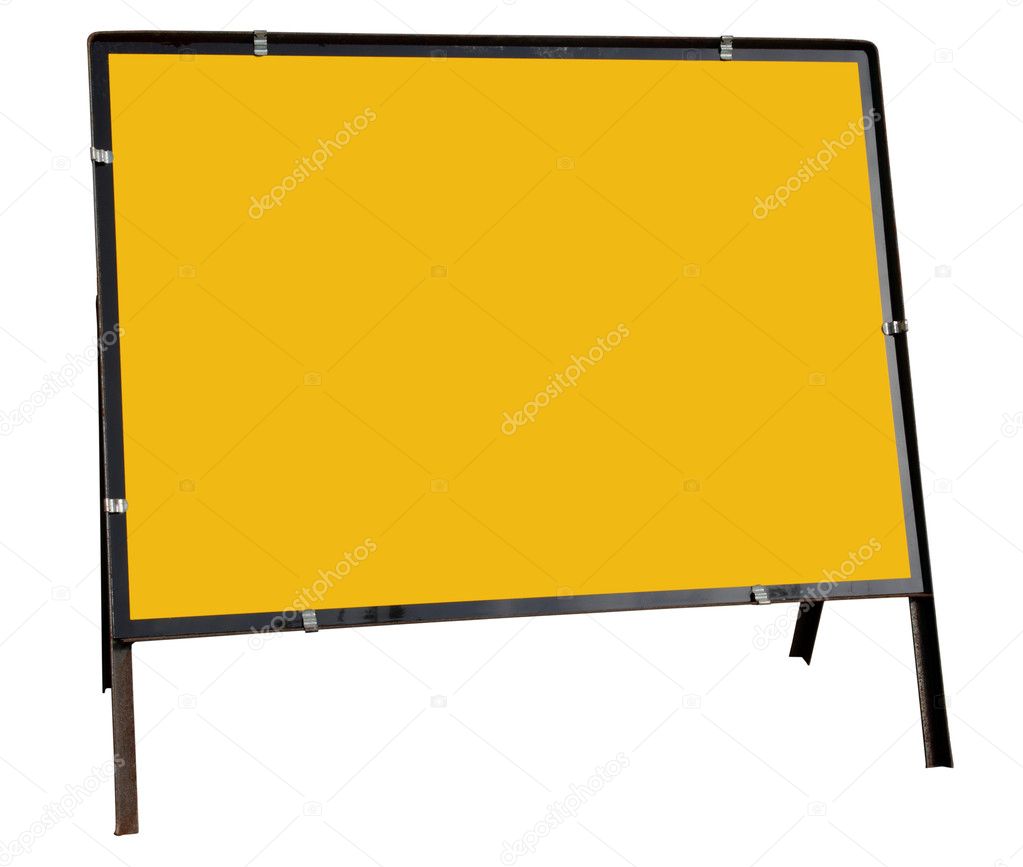 Blank yellow road sign isolated.