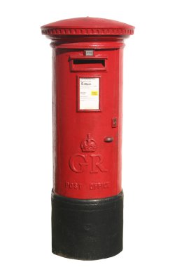 British red post box, isolated. clipart