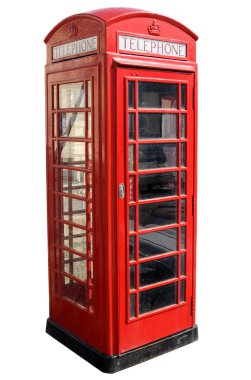 Classic red British telephone box. clipart