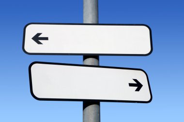 Two way blank signpost with copyspace. clipart