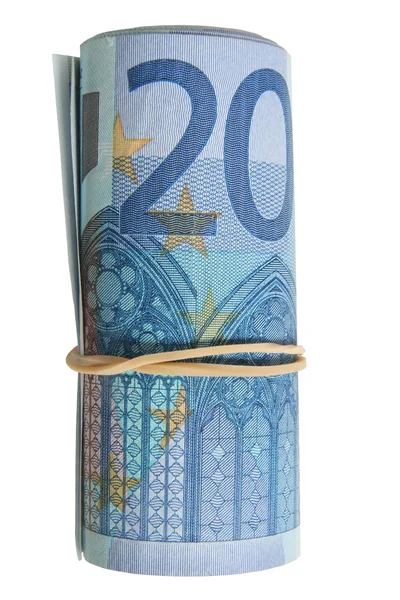 A roll of 20 Euro notes. — Stock Photo, Image