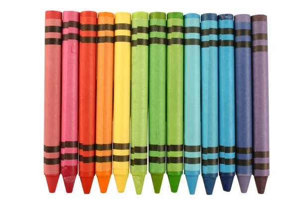 A row of color crayons isolated. — Zdjęcie stockowe