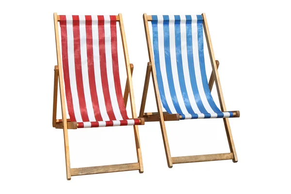 Two colorful deckchairs isolated. — Stock Photo, Image