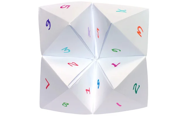 Cootie catcher with colorful numbers — Stock Photo, Image