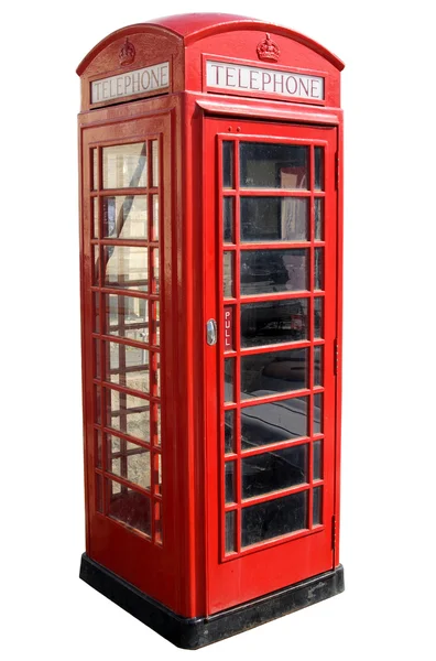 stock image Classic red British telephone box.