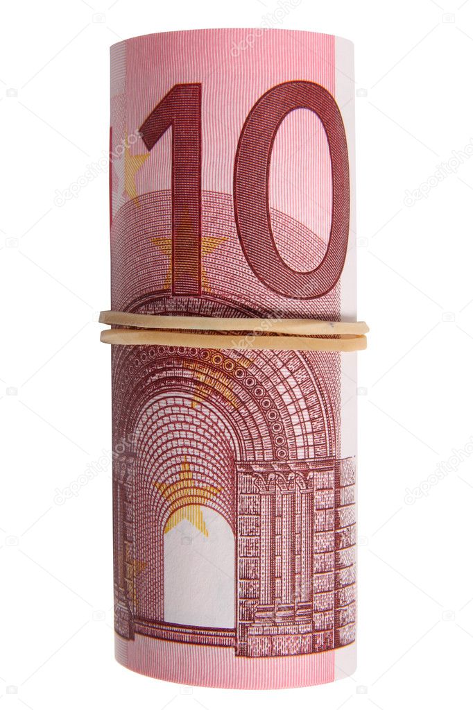 A roll of 10 Euro notes.