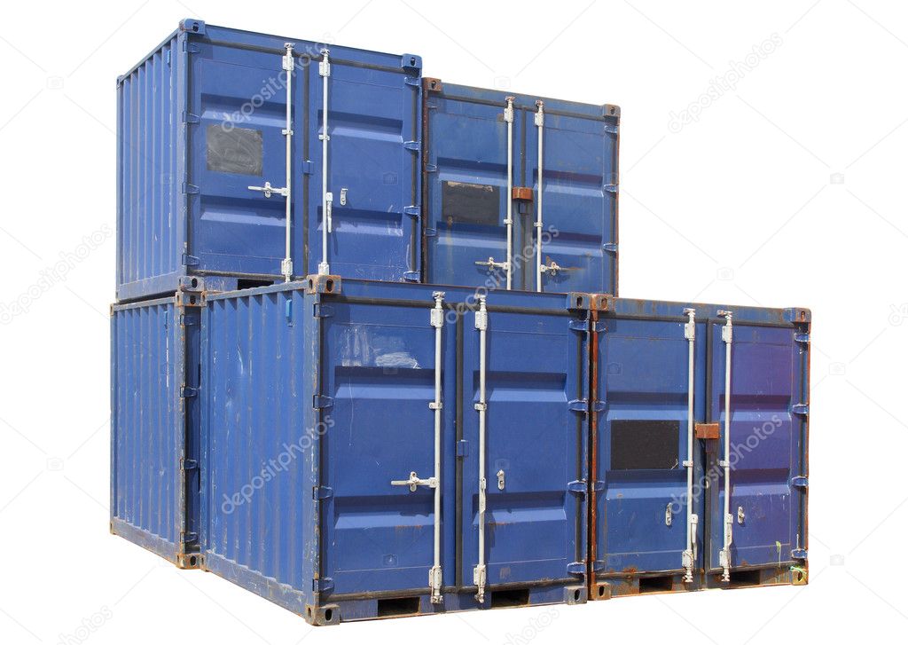 Ship cargo containers, isolated.
