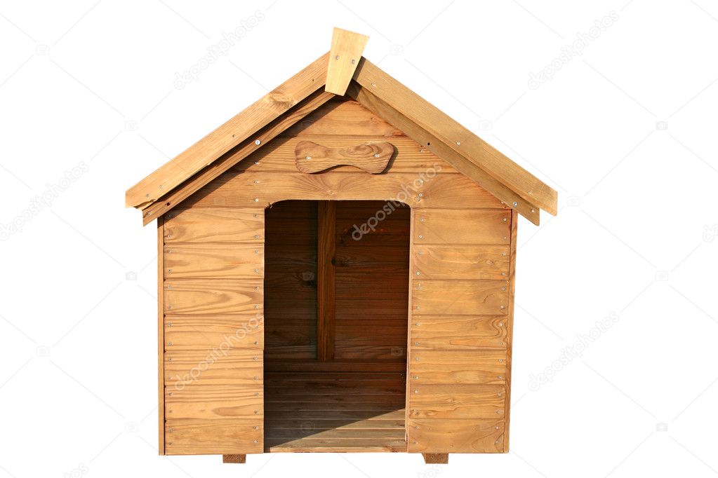Wooden dog house isolated.
