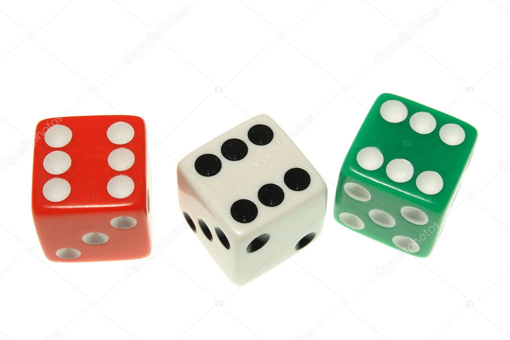 Three sixes dice isolated.