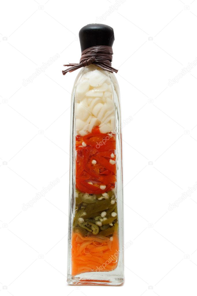 Italian decorative jar of pickles.