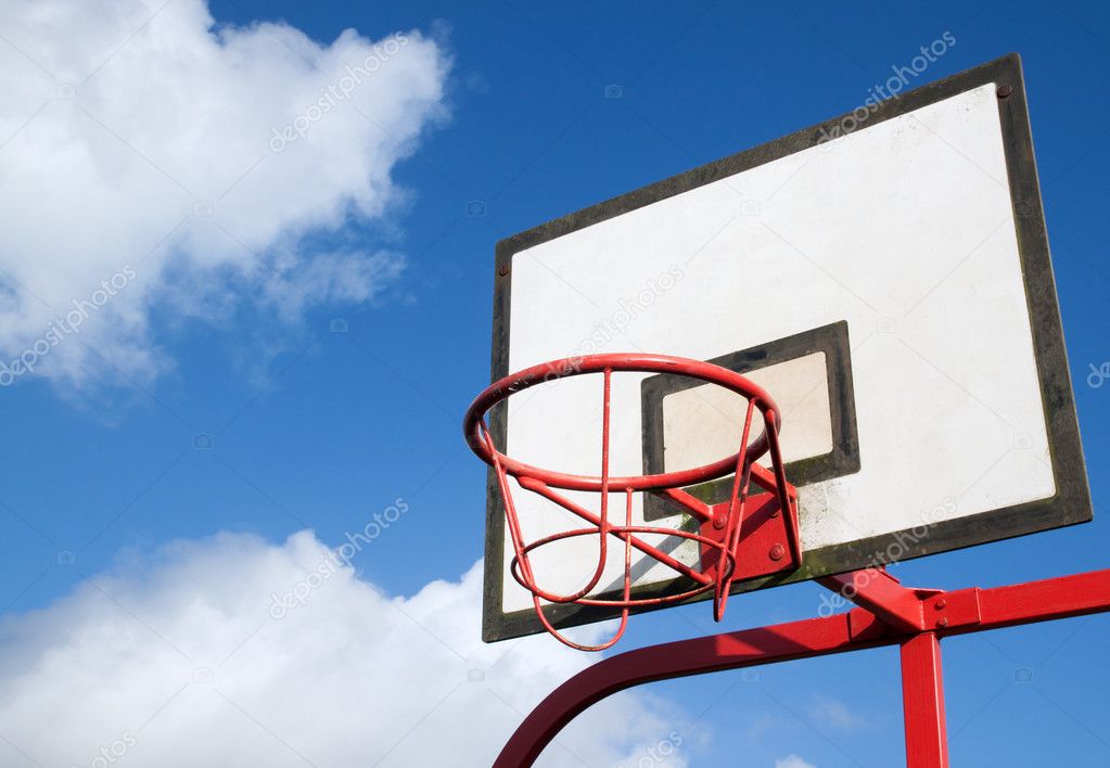 Park basketball hoop.