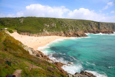 porthcurno plaj Cornwall, İngiltere.